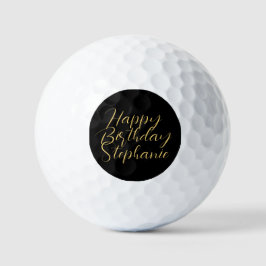 Pelotas De Golf 50.º cumpleaños Lady Golfer Black Gold Nombre eleg