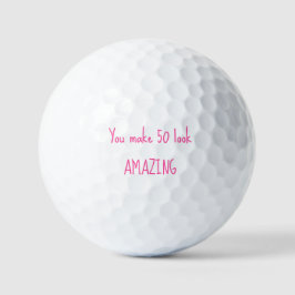 Pelotas De Golf 50.º cumpleaños Lady Golfer Nombre rosa Elegante