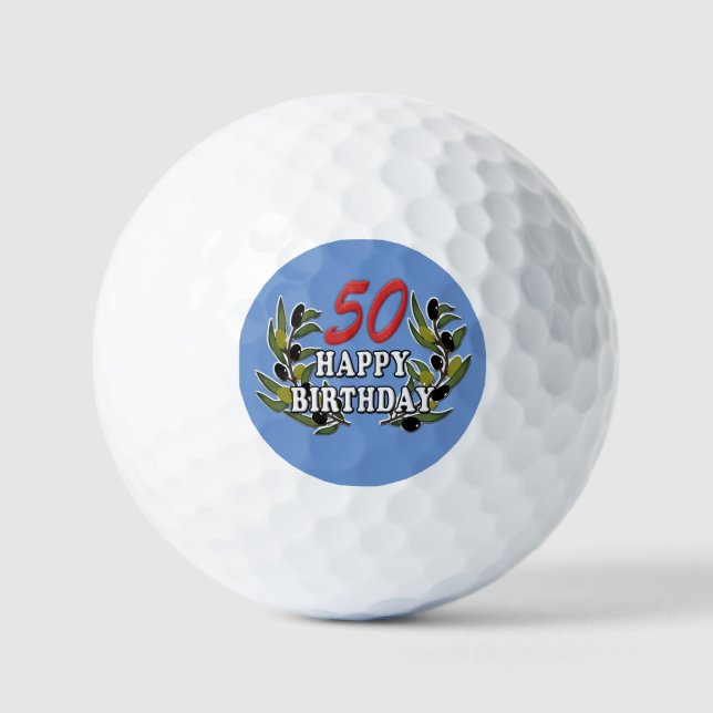 Pelotas De Golf 50.º cumpleaños Ramas de oliva GIFT Hombres Mujere (Anverso)