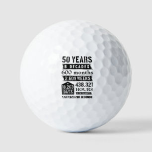 Pelotas De Golf 50 años 5 décadas 600 meses cumpleaños