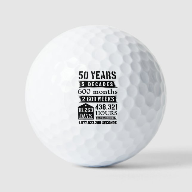 Pelotas De Golf 50 años 5 décadas 600 meses cumpleaños (Anverso)