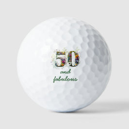 Pelotas De Golf 50 y Fabulous Wildflower Text