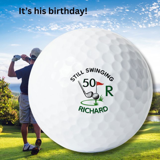 Pelotas De Golf 50th Birthday Men's Monogram Name (Subido por el creador)