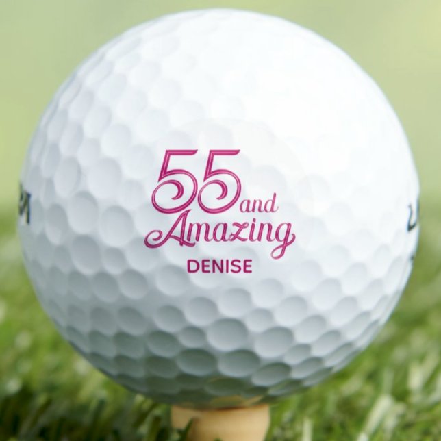 Pelotas De Golf 55th Birthday Gift Fun Pink Custom Name (Subido por el creador)