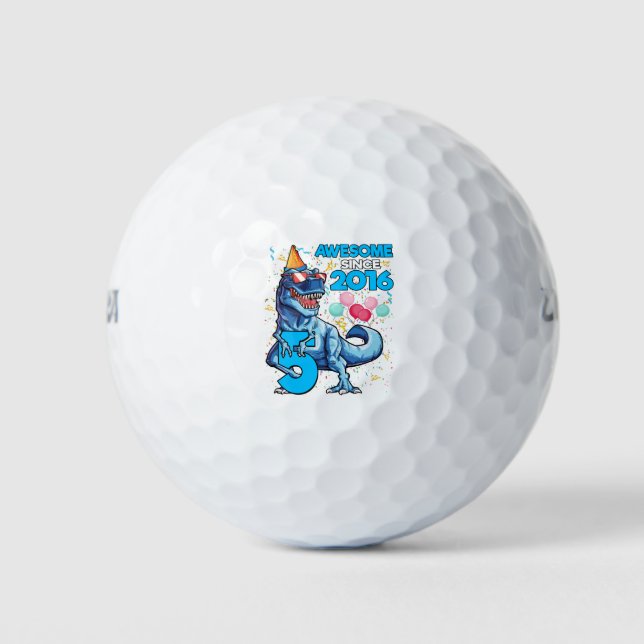 Pelotas De Golf 5.º cumpleaños Dinosaurio Niño de 5 años asombroso (Anverso)