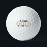 Pelotas De Golf 60.º cumpleaños Titular Rosa Personalizado Pro V1<br><div class="desc">"60" o cualquier edad. Personalizado. Texto rosa y negro. Titleist Pro V1.</div>