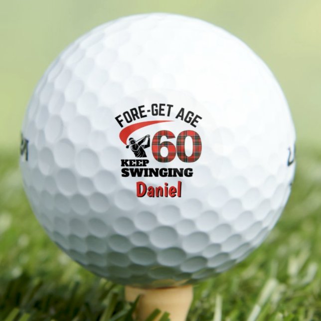 Pelotas De Golf 60.º regalo de cumpleaños del marido - Red Plaid 6 (Subido por el creador)