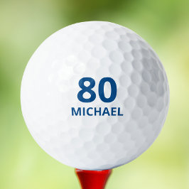 Pelotas De Golf 80.º Nacimiento Blue Script Nombre personalizado