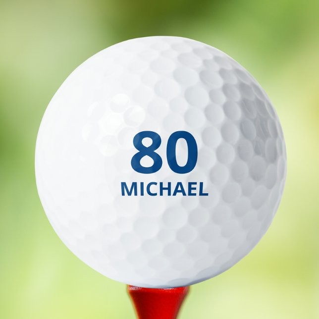 Pelotas De Golf 80.º Nacimiento Blue Script Nombre personalizado (Subido por el creador)