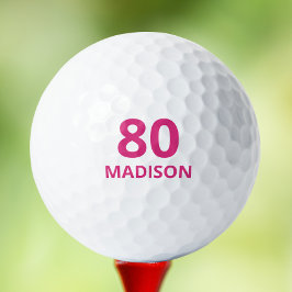Pelotas De Golf 80.º Nacimiento Nombre personalizado de guión rosa