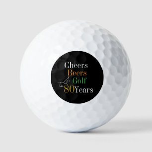 Pelotas De Golf 80 Años de Golf Alegres y Cervezas Negro y Oro