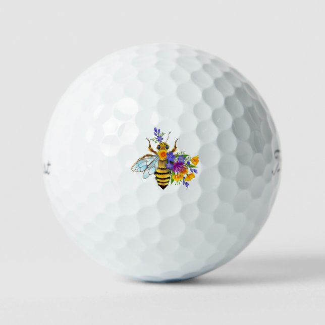 Pelotas De Golf Abeja de flor con plantas silvestres (Anverso)