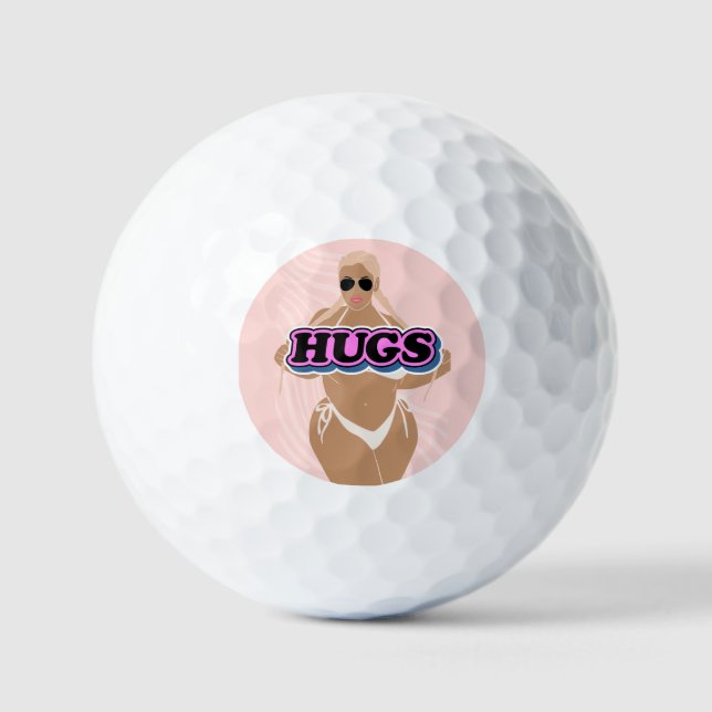 Pelotas De Golf abrazos, personalizado bello más dama en bikini (Anverso)
