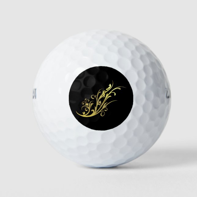 Pelotas De Golf Abstract Luxury Faux Gold Flower (Anverso)