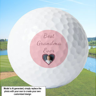 Pelotas De Golf Abuela Corazones Rosados Nietos Foto Personalizada