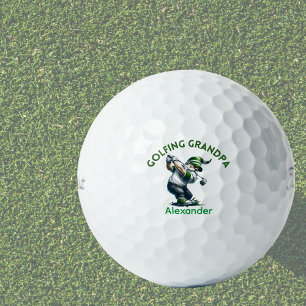 Pelotas De Golf Abuelo de golf Gnome Monograma Personalizado