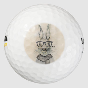 Pelotas De Golf Abundante acuarela graciosa con gafas y bufanda