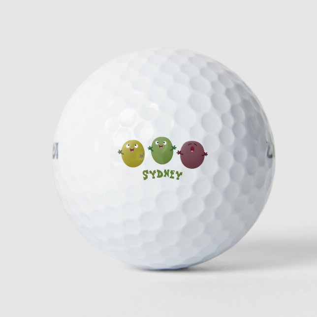 Pelotas De Golf Aceitunas alegres y lindas cantando personalizado (Anverso)