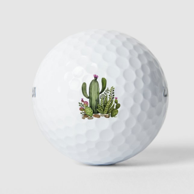 Pelotas De Golf acuarela de Cactus (Anverso)