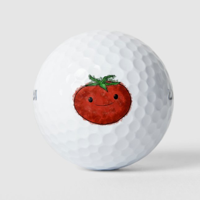 Pelotas De Golf Acuarela De Tomate Cuto (Anverso)