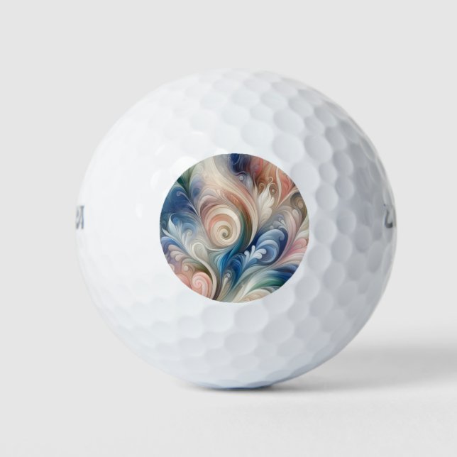 Pelotas De Golf Acuarela Fantasía Pastel Floral Azul & Crema (Anverso)