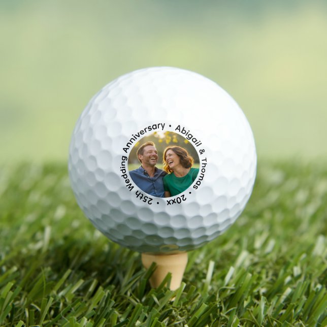 Pelotas De Golf Add Your Own Couple Photo 25th Wedding Anniversary (Camiseta in situ)
