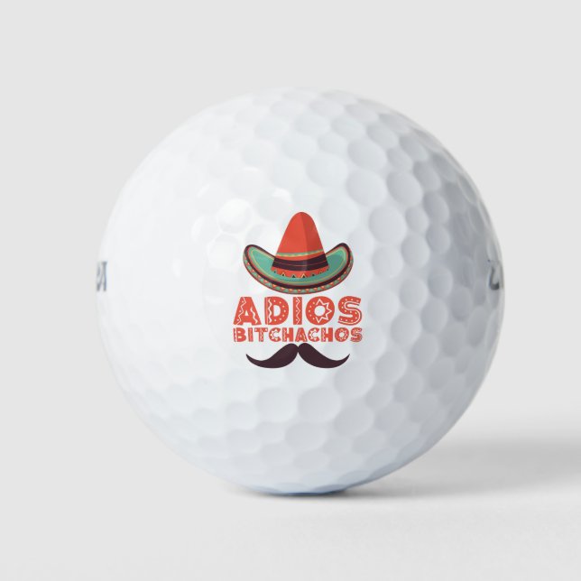 Pelotas De Golf Adiós bitchachos Sombrero retro Cinco de mayo (Anverso)