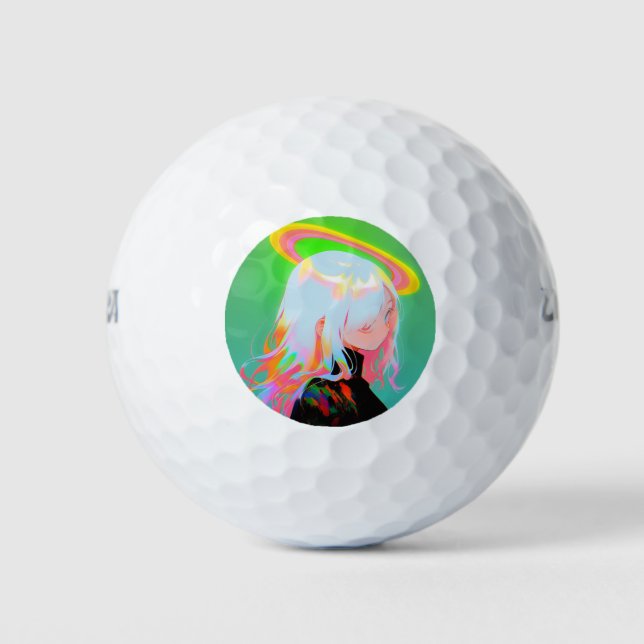 Pelotas De Golf Adorable Bright Neon Halo Anime Chica (Anverso)