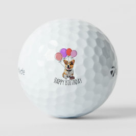 Pelotas De Golf Adorable 'Happy Birthday' Pink Corgi Birthday Gift