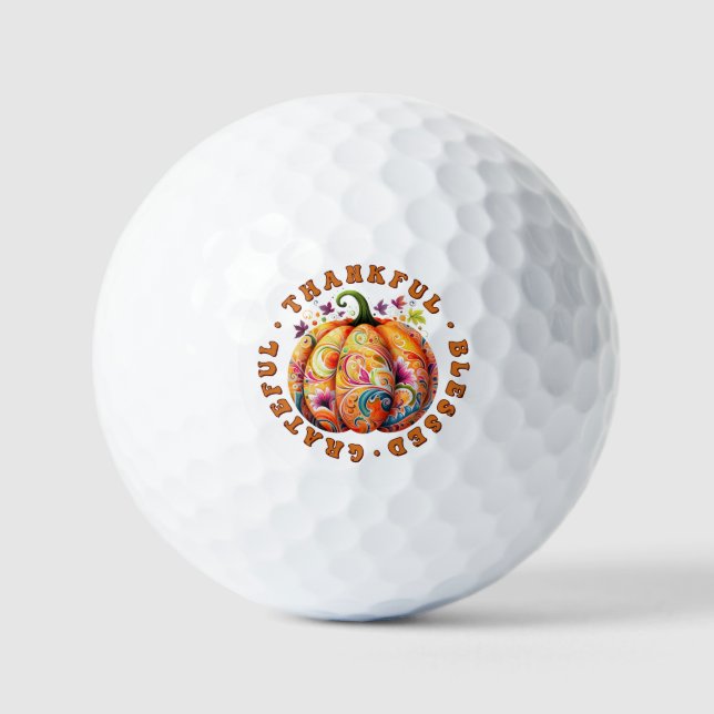Pelotas De Golf Afortunada, bendecida calabaza floral (Anverso)