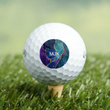 Agate Blue Purple Aqua Gold Veis Monograma