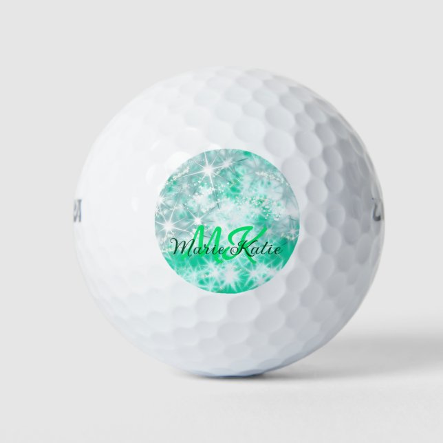 Pelotas De Golf Agate verde azulado turquesa aqua monograma añadir (Anverso)
