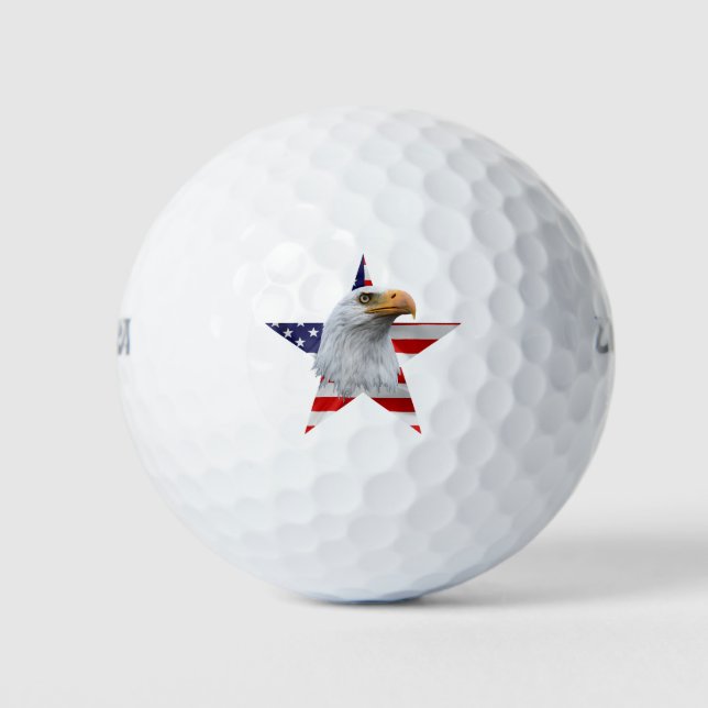 Pelotas De Golf Águila alucinante, bandera estadounidense, patriót (Anverso)