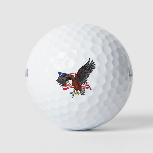 Pelotas De Golf Águila americana con cruz (Anverso)