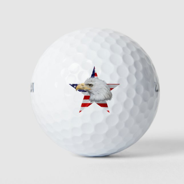 Pelotas De Golf Águila asombrosa, la bandera estadounidense, patri (Anverso)