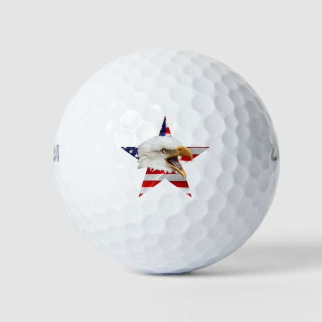 Pelotas De Golf Águila desenfrenada, bandera estadounidense, patri (Anverso)