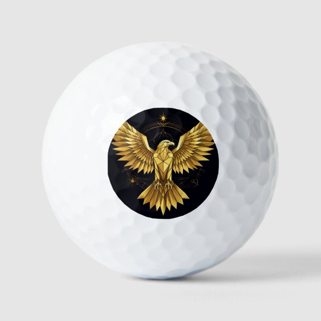 Pelotas De Golf Águila geométrica de oro (Anverso)