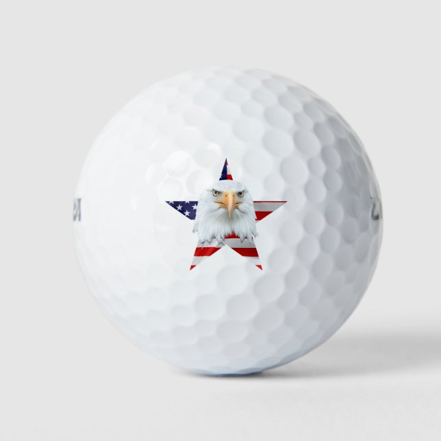 Pelotas De Golf Águila guardiana, bandera estadounidense, patrióti (Anverso)