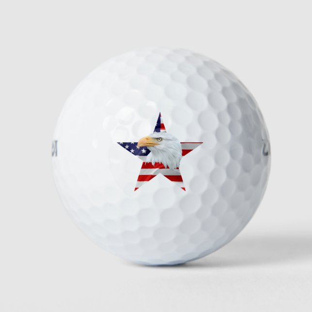 Pelotas De Golf Águila respetable, Bandera Americana, Patriótica (Anverso)