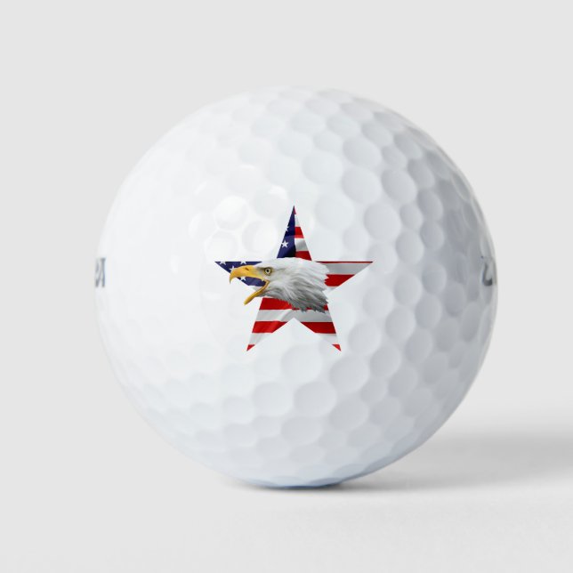 Pelotas De Golf Águila Valiente, Bandera Americana, Patriótico (Anverso)