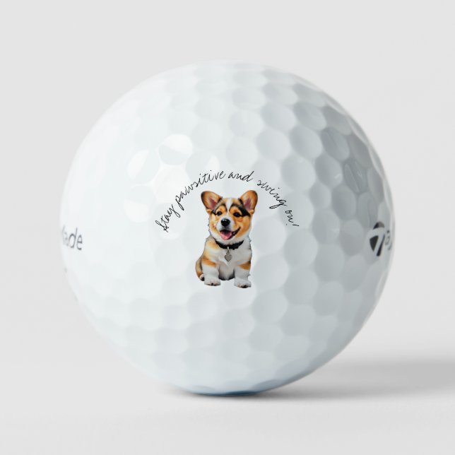 Pelotas De Golf Alegre Corgi '¡Mantente activo y despierta!' Diver (Anverso)