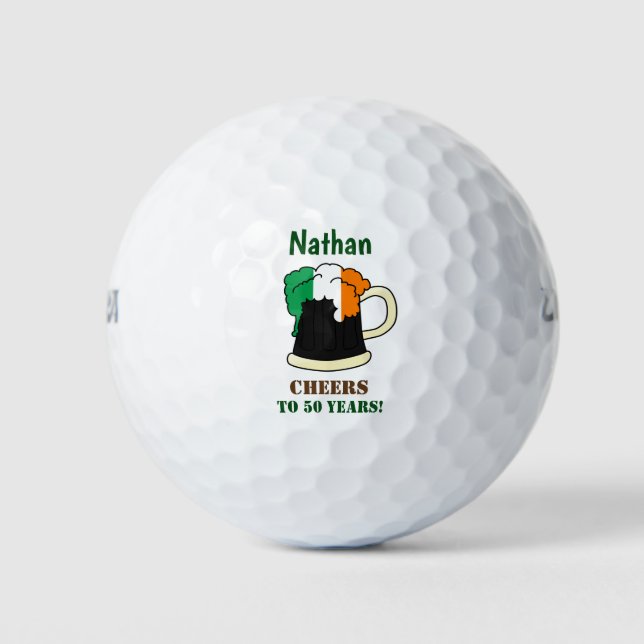 Pelotas De Golf Alegres de cerveza de bandera irlandesa de cumplea (Anverso)