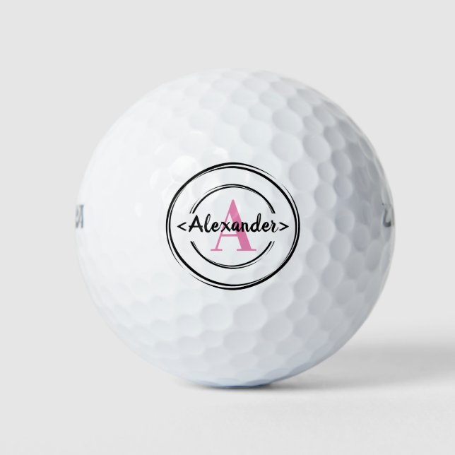 Pelotas De Golf Alexander pink, personalización del monograma del  (Anverso)