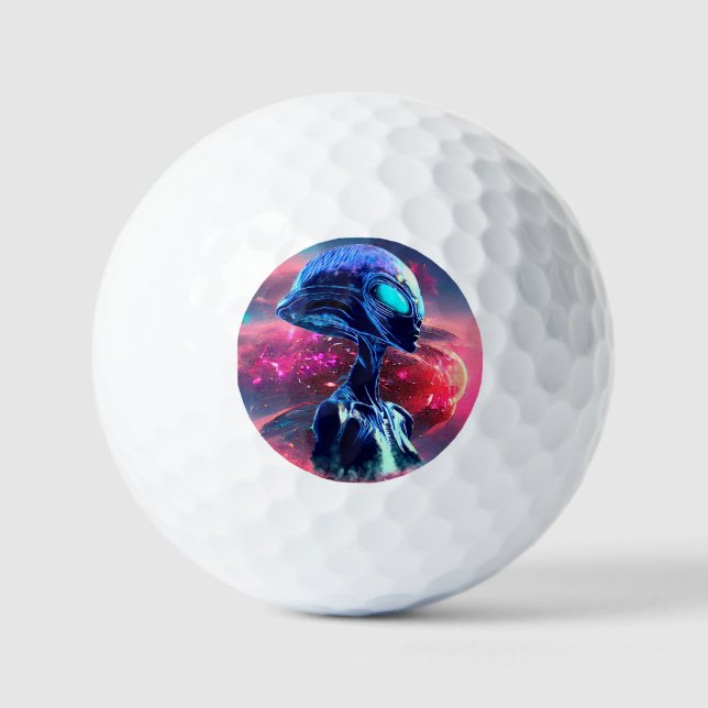 Pelotas De Golf Alien Wisdom Psychedelic Scifi Art (Anverso)