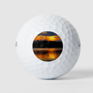 Pelotas De Golf Amanecer en el lago, fotografía escénica,