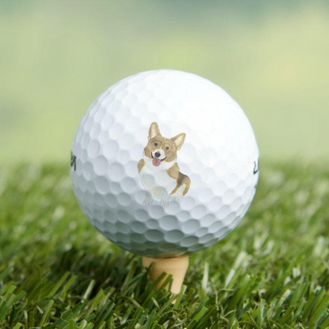 Pelotas De Golf Amanecer y Corgi Blanco (Camiseta in situ)