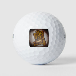 Pelotas De Golf Amantes Del Arte Contemporáneo En Ochre Y Brow
