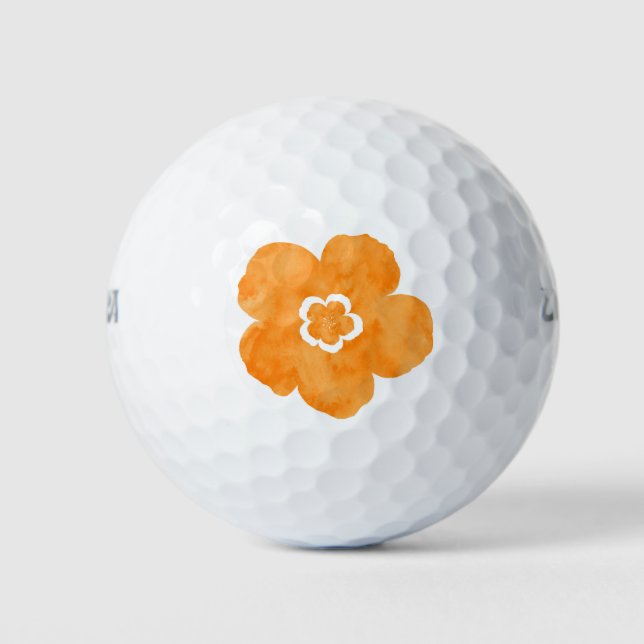 Pelotas De Golf Amapola acuarela naranja (Anverso)