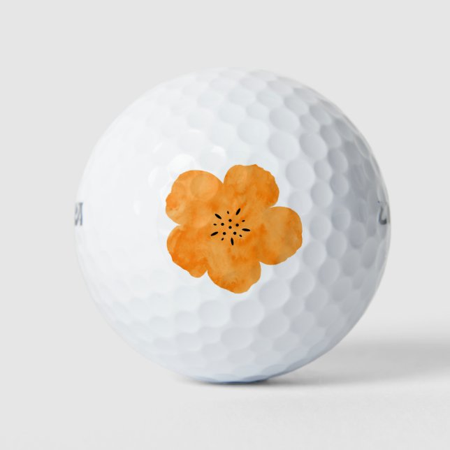 Pelotas De Golf Amapola acuarela naranja 2 (Anverso)