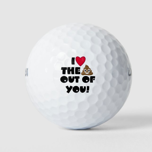 Pelotas De Golf Amar La Emoji De La Caca (Anverso)
